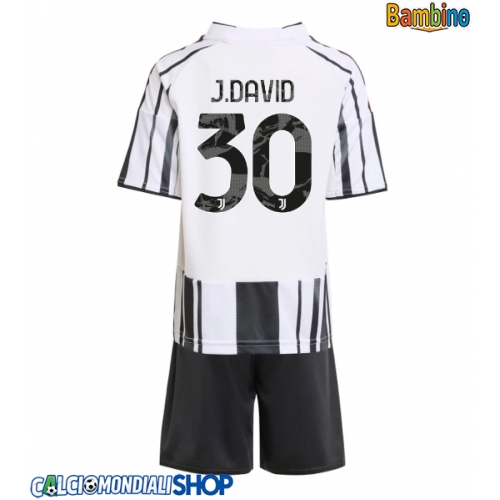Maglie da calcio Juventus Jonathan David #30 Prima Maglia Bambino 2025-26 Manica Corta + Pantaloni corti)